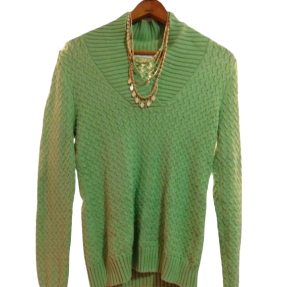 Liz Claiborne | Vintage Green Wrap Neck Knit Sweater | Medium - Picture 1 of 4